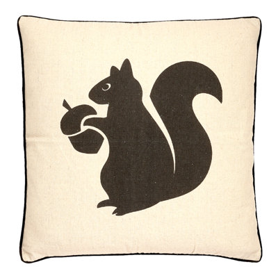 Coussin décoratif en plumes d'oies et imprimé écureuil Animal