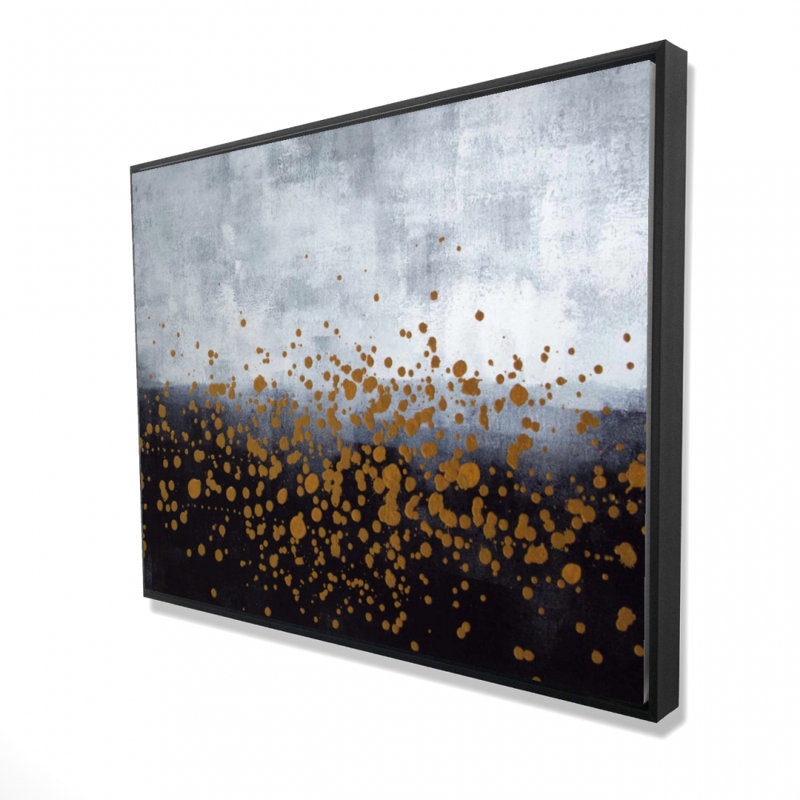 Gold Paint Splash On Gray Background Print On Canvas, H 36 po x l 48 po