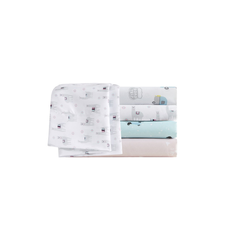 Twin XL Gray Llama Print Microfiber Sheet Set
