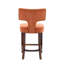 Ensemble de 2 tabourets de bar à hauteur de comptoir, chaise d'appoint rembourrée en tissu de lin de ferme avec dossier incurvé et clous en cuivre, structure en bois franc-452769254