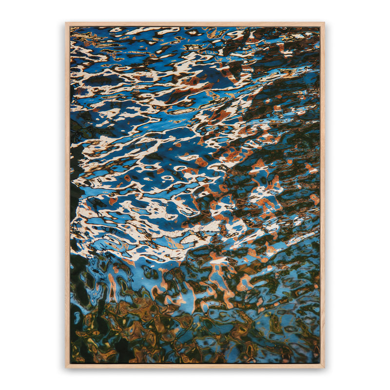 Reflecting Blue Print by Geoffrey Baris, Light Brown Framed, 24" H x 18" W x 2" D