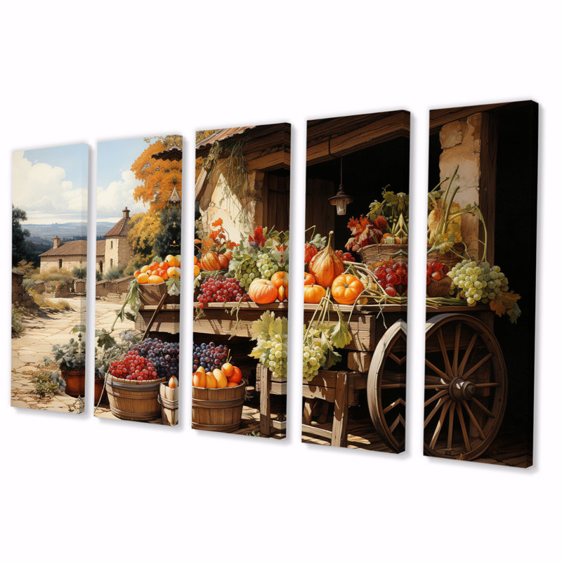 «Countryside Crimson Vineyard I» sur toile, reproduction de 5 pièces