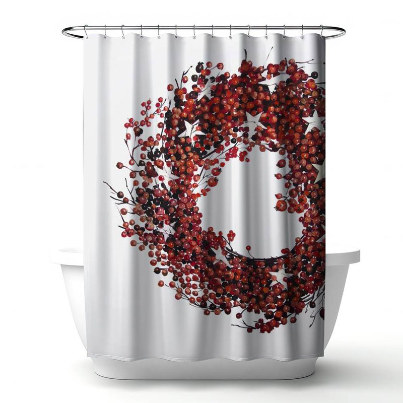 Shower Curtain HO22 – Polyester Shower Curtain, Dye Sublimation Print, 71" W × 74" L