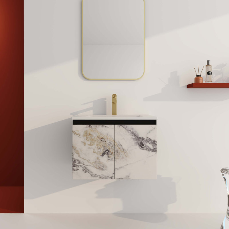 Meuble-lavabo simple 24 po avec plateau en bois manufacturé Aliciya