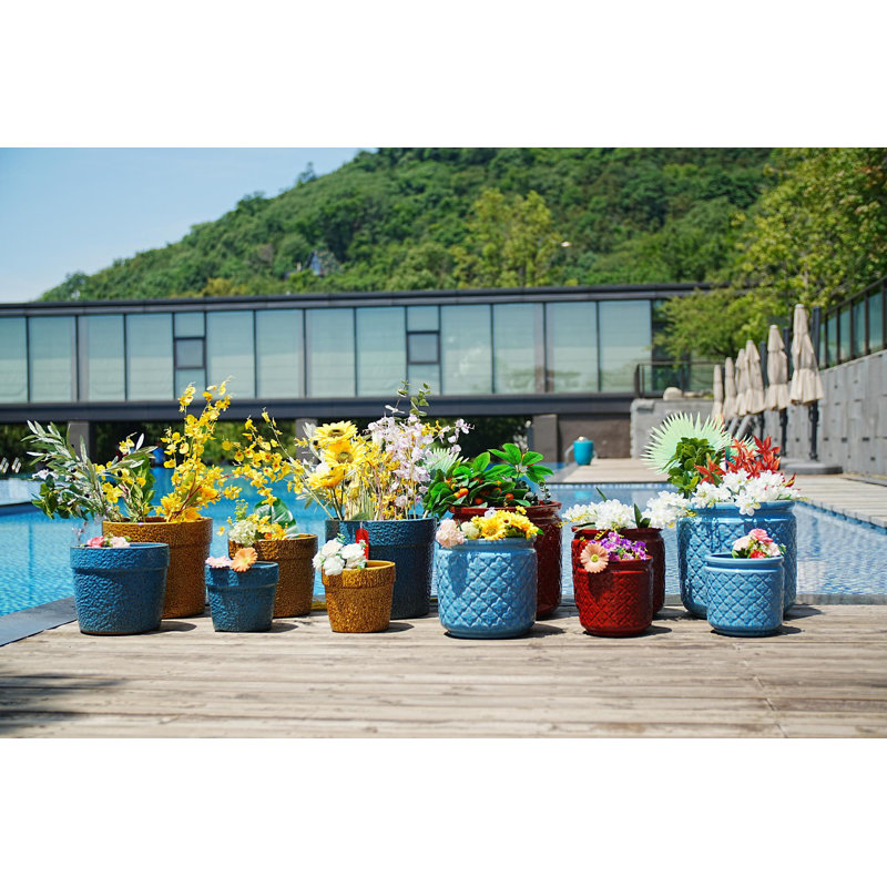 High-quality ceramic flower pots, Antique Blue