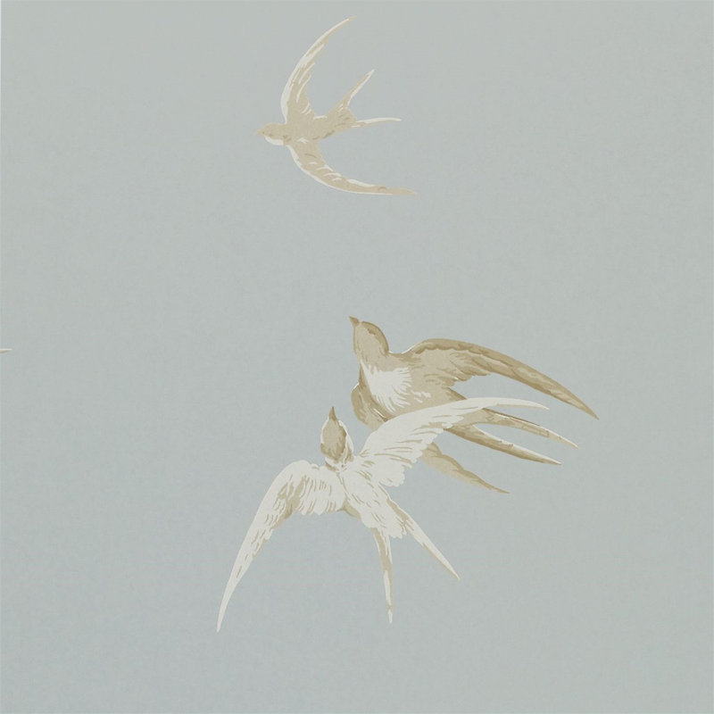 Swallows Wallpaper, Silver