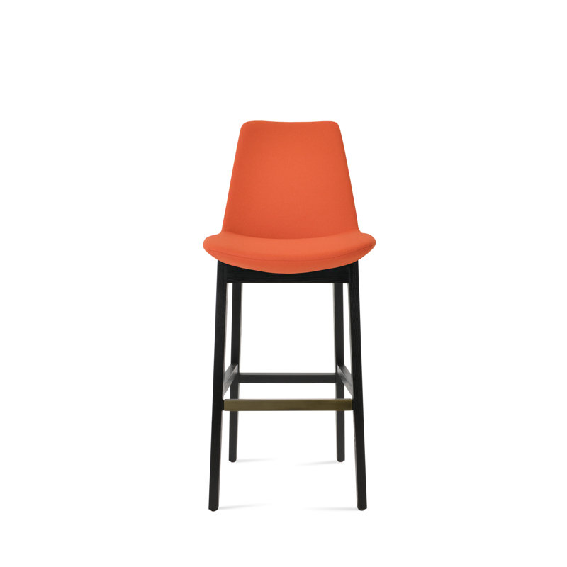 Eiffel Wood Stool, Orange/Wool, Counter Stool  (24” Seat Height)