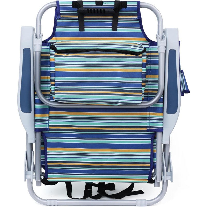 Chaise de plage pliante Tasby, Bleu / jaune / cyan