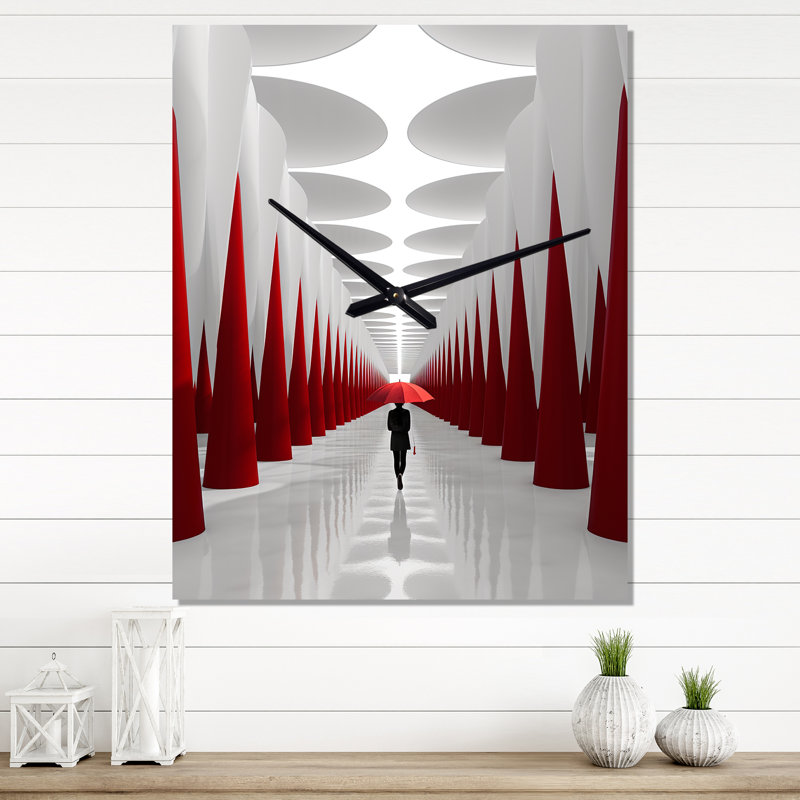 Horloge murale rouge et blanche Path To The Dream I, H 28 po x l 12 po x P 1 po