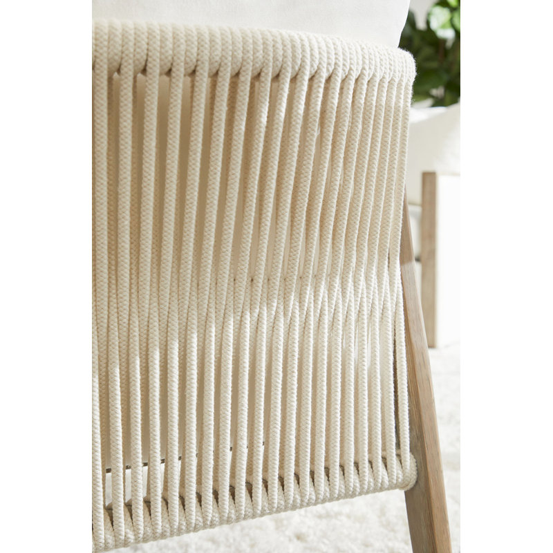 White Oak and Rope Upholstered Accent Chair