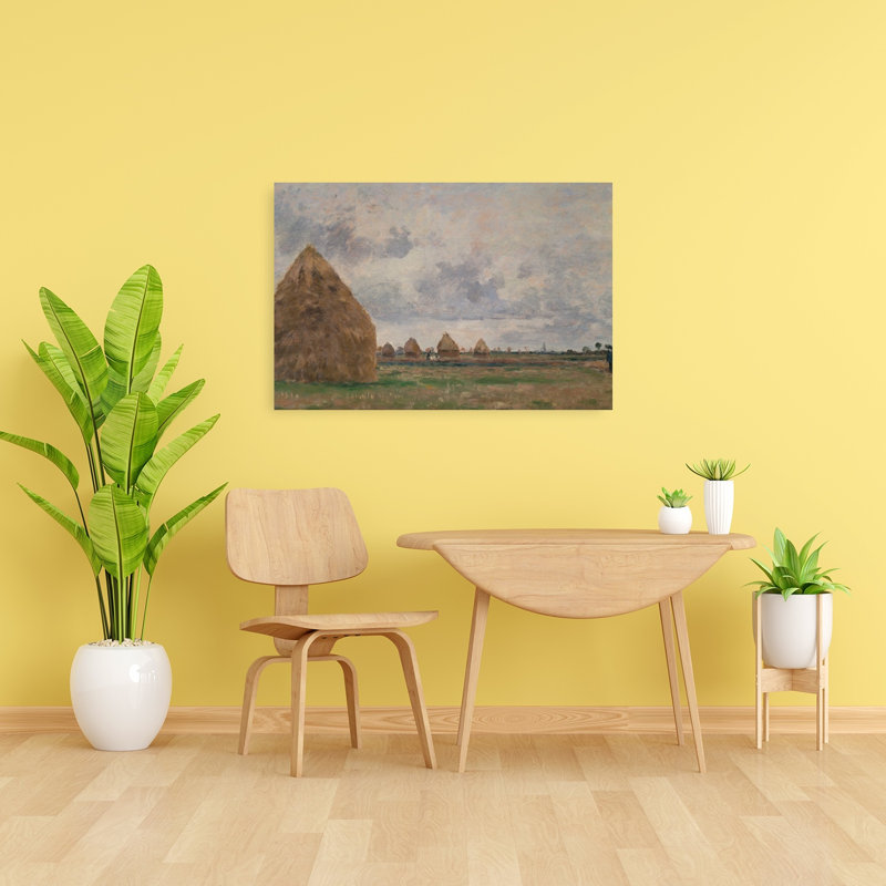Paysage avec meules de foin, 1873, impression d'art mural d'architecture paysagère contemporaine impressionniste
