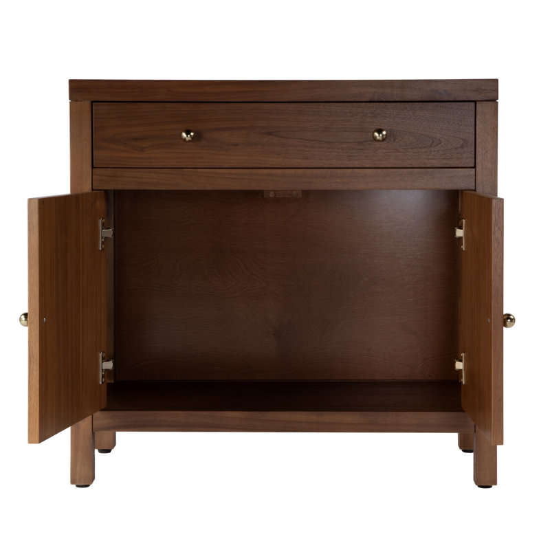 Celine 2-Door Solid Wood Accent Cabinet, Walnut