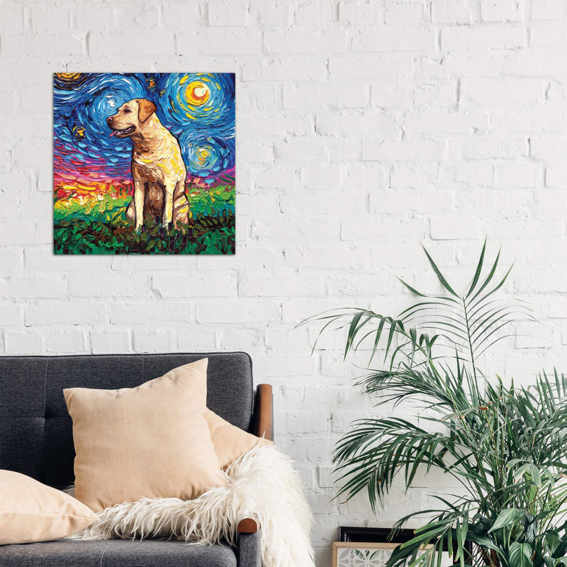 Labrador Night II by Aja Trier - Painting on Canvas, 66.04 cm H x 66.04 cm W, White Floater Framed