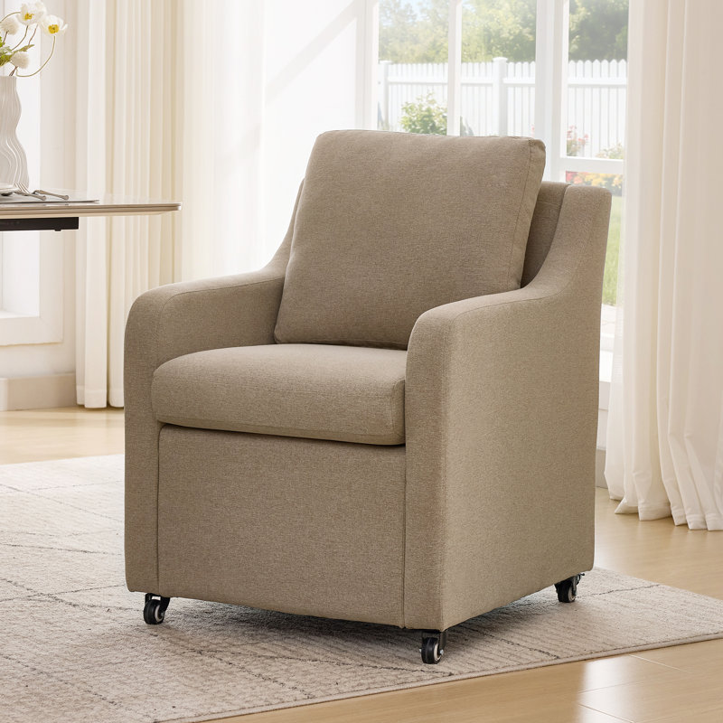 Rolling Dining Chair With Wheels, Brown