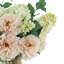 Peony and Hydrangea Arrangement in a Clear Glass Pot with Seashell
