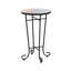 Colourful Side Table For Patio With Distressed Ceramic Tile And Robust Base Top Matte Black Steel Frame