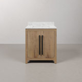 Graelyn 30 In. Single Rectangle Sink Bathroom Vanity With Engineered Carrara White Marble Top In Weathered Oak