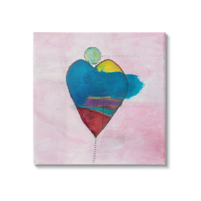 «Rose Contemporary Heart Circle», art mural par Michelle Oppenheimer, H 17 po x l 17 po x P 1,5 po, Toile tendue