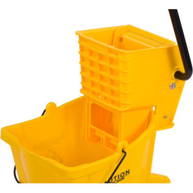 HOMCOM 9.5 Gallon (38 Quart) Mop Bucket with Wringer Cleaning Cart, 4  Moving Wheels, 2 Separate Buckets, & Mop-Handle Holder, Gray