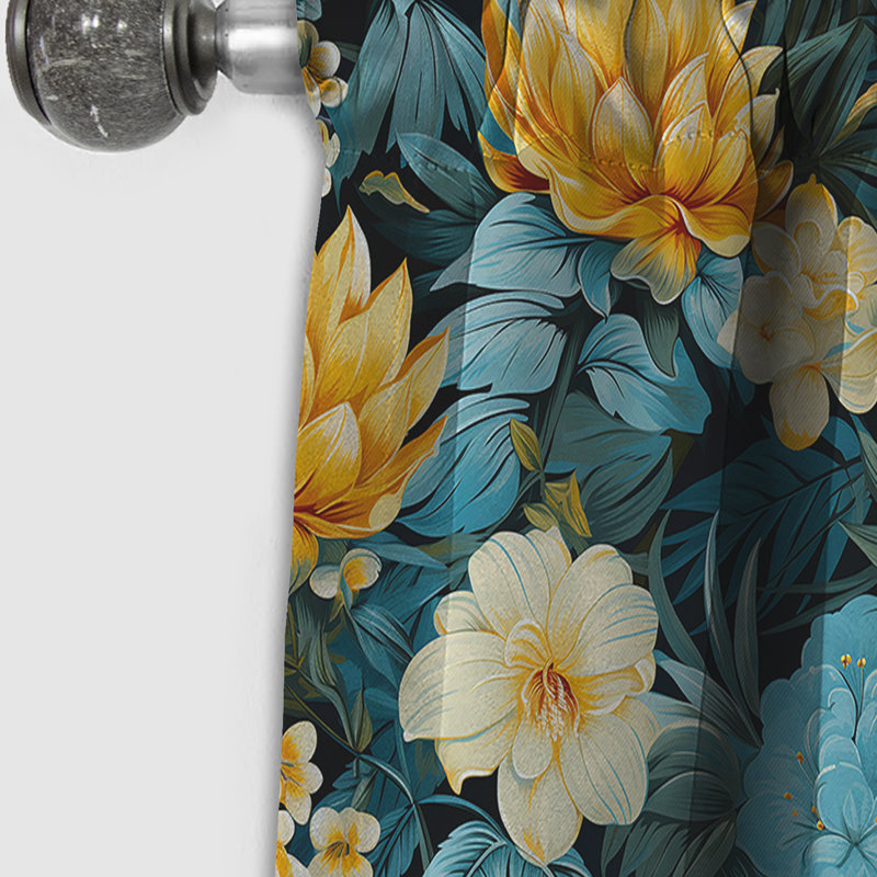 Ananas Serenity - motif floral - Rideau floral - Rideau occultant floral - 1 panneau, L 52 po x L 95 po