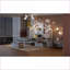 Lit simple en contreplaqué / panneau de fibres à densité moyenne / maison en bois de pin avec canapé, station de charge et amp; Tiroirs, blanc / gris-1290470050
