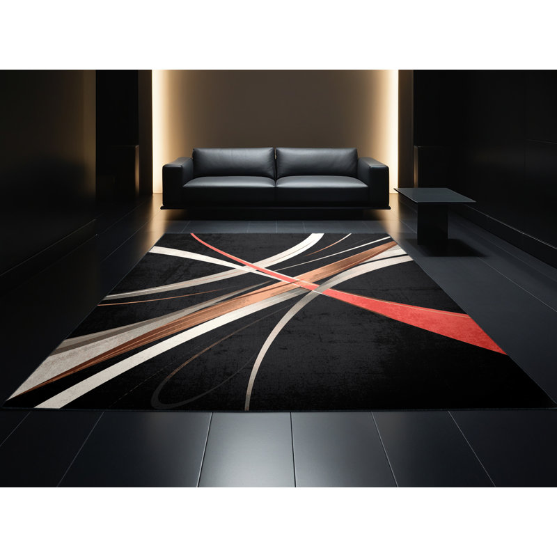 Tapis arc-en-ciel moderne gris élégant et délavé lavable à la machine Yonkers Gymnastic, 2 pi x 3 pi
