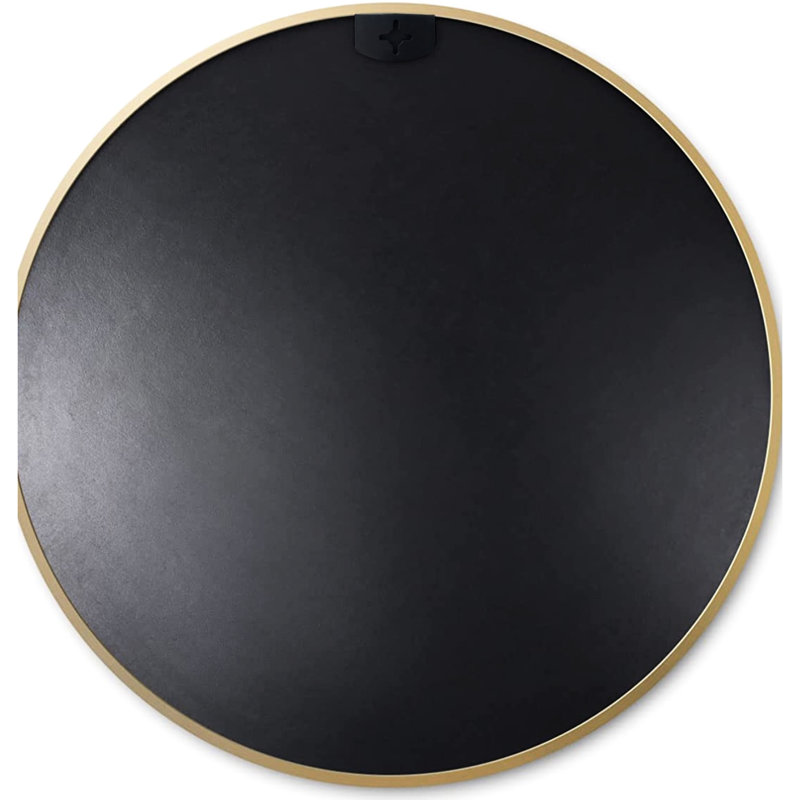 Miroir mural rond de 36 po en métal doré pour salle de bain - Verre de 4 mm de hauteur, cadre en aluminium rouillé, cadre en aluminium, miroir