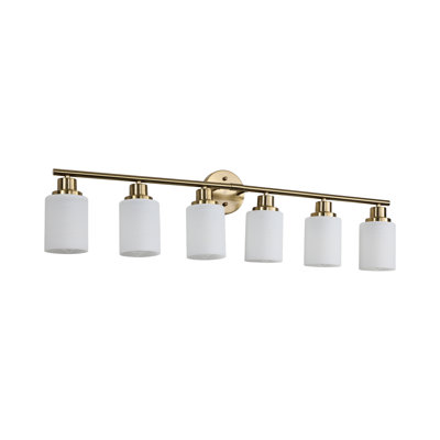Golden 6- Bathroom Vanity , Frosted Glass, Modern Wall Mounted Fixture For Bath Glass Shades, Illumination