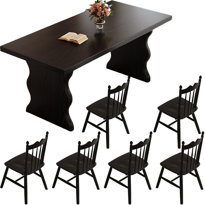 Ensemble de salle à manger Black Wood, H 29,9 po x L 63 po x l 30,7 po