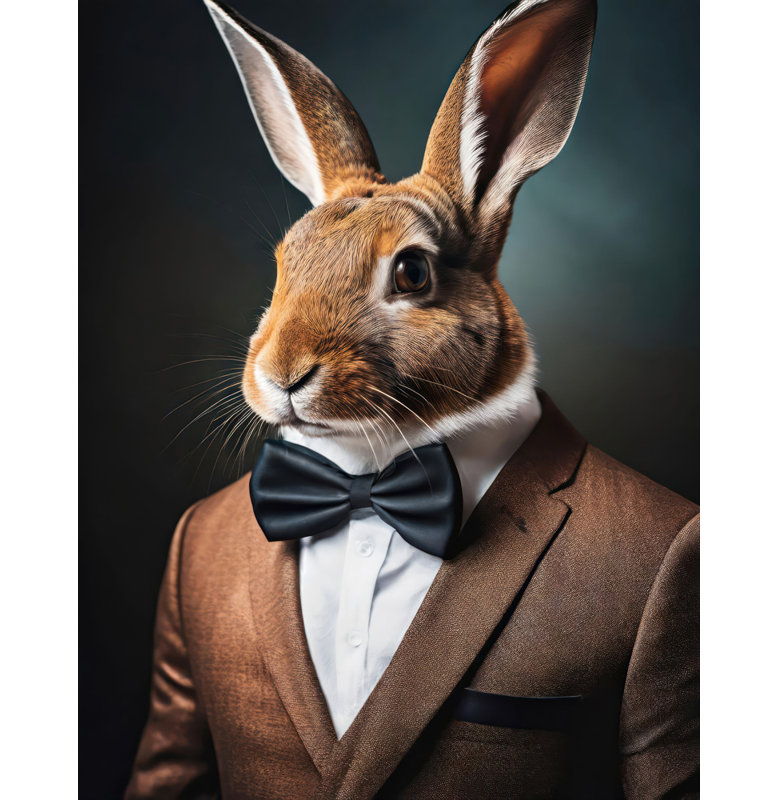 "Lapin" sur toile, H 32 po x l 26 po