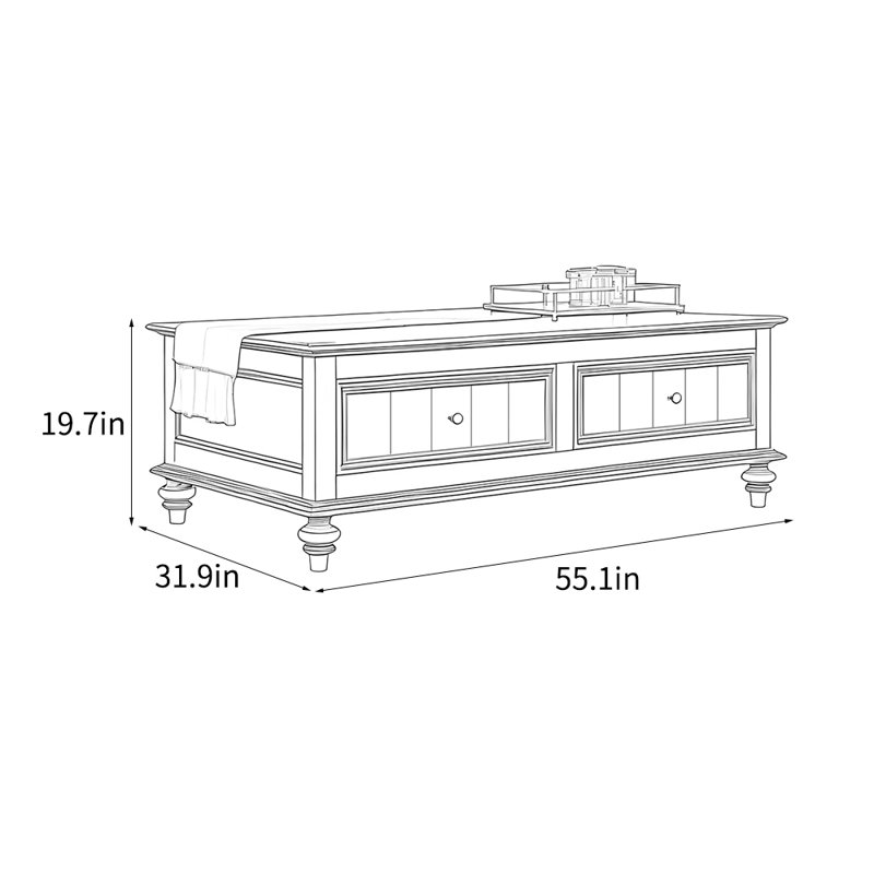 Table basse de style américain rétro, Marron foncé
