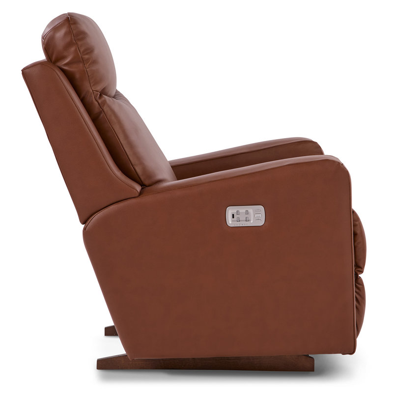Emmons Leather Rocker Recliner, Oak