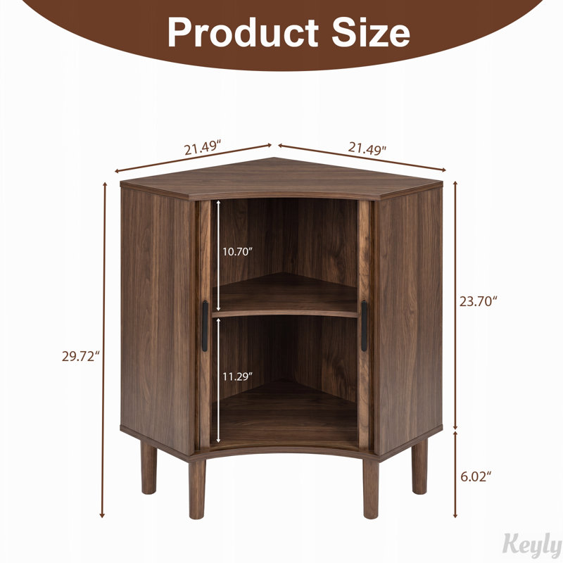 Armoire d'angle cannelée avec portes coulissantes et tablettes réglables
