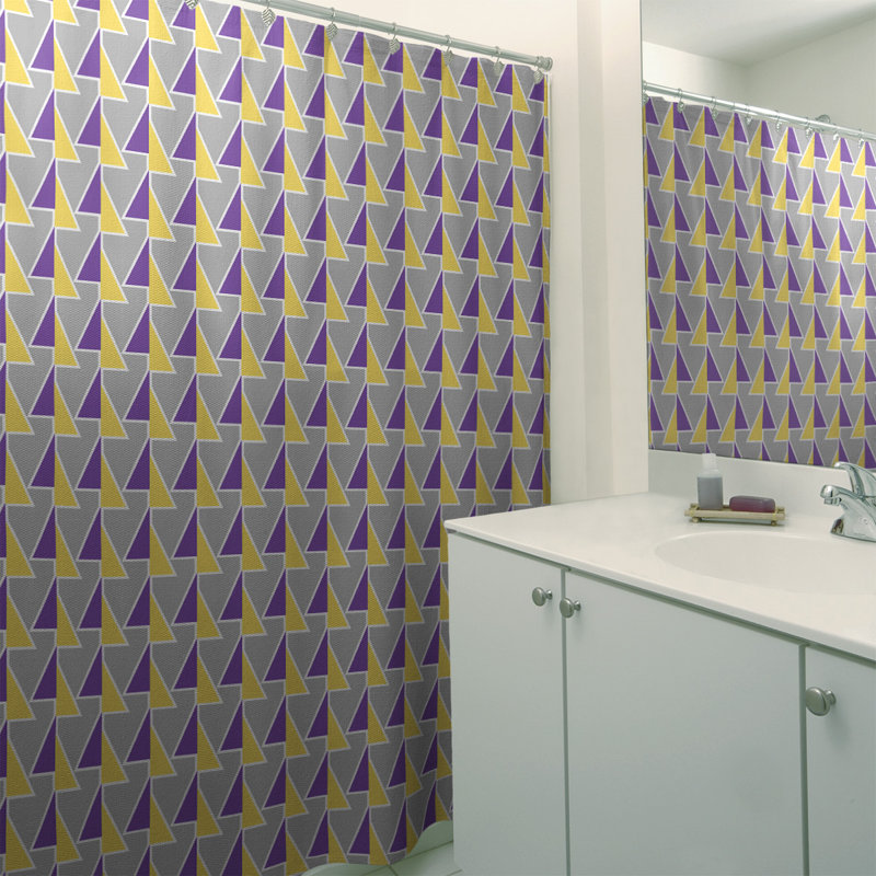 Rideau de douche à flèches décalées, Mauve / Jaune