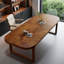Bureau en bois massif brun, bureau de direction rectangulaire-1968778029