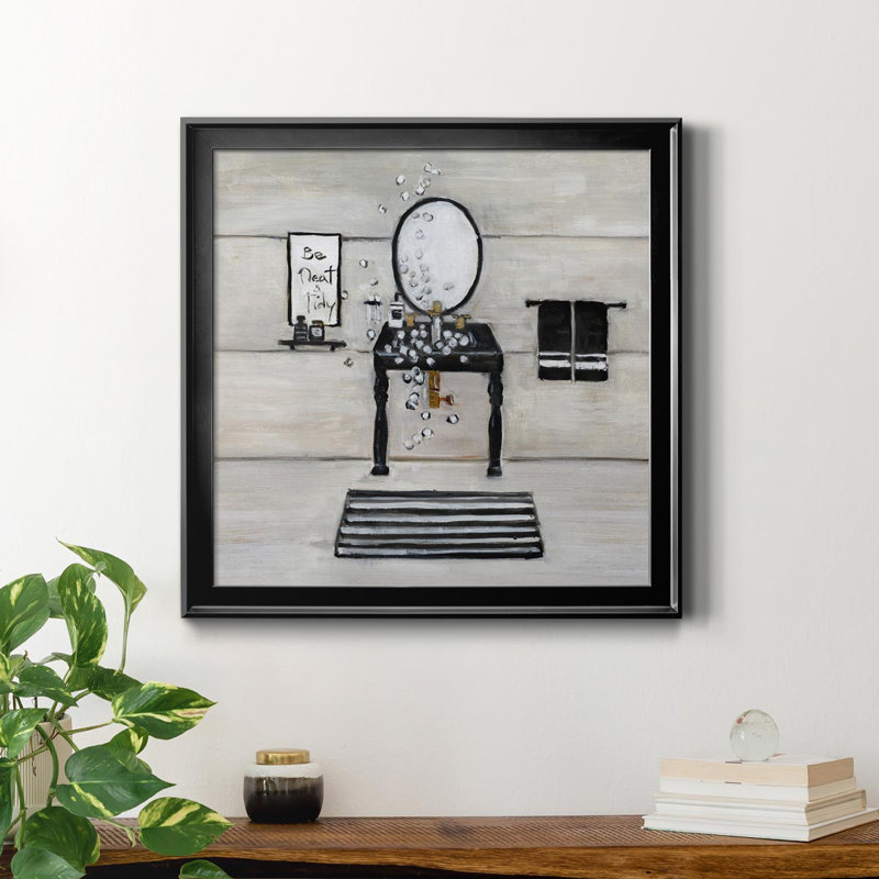 Neat And Tidy Bath - Cadre photo, reproduction d'art sur toile, Noir, H 17,5 po x l 17,5 po x P 1,5 po