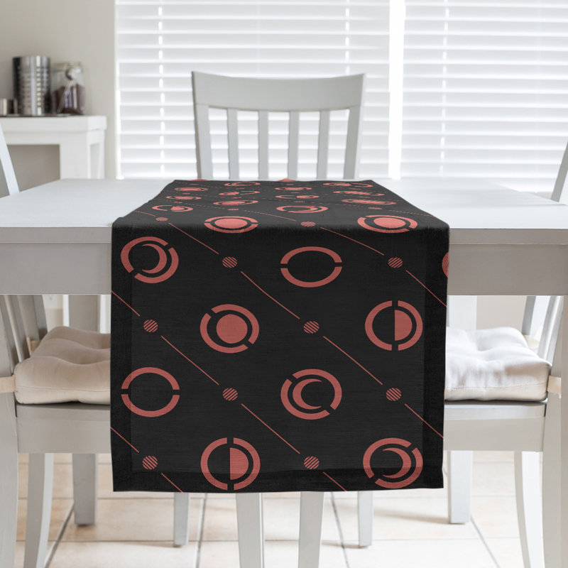 Classic Moon Phases Table Runner, 16" x 72", Black/Light Red