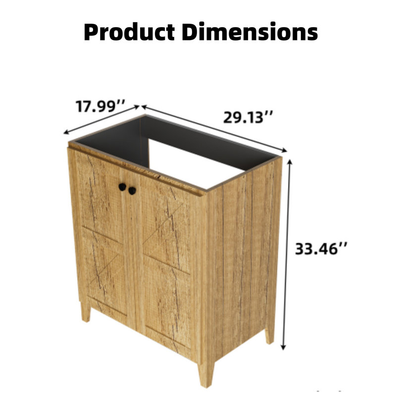 Armoire de salle de bain autoportante pliable de 30 pouces (lavabo non inclus), Jaune