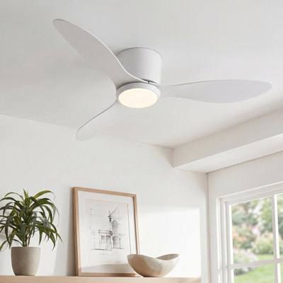 42’’ Dimmable Flush Mount Ceiling Fan with LED Lights and Remote Control