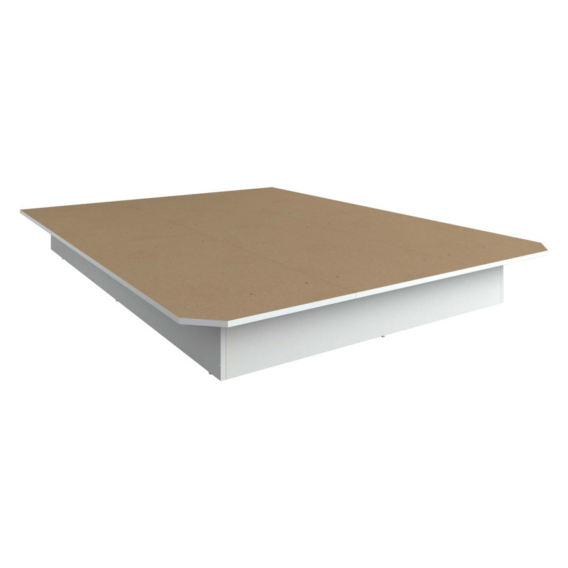 Lit plateforme Suad - Assemblage facile, aucun sommier requis, Blanc, Grand lit