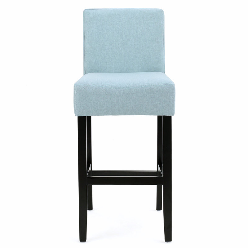 Tabouret de bar 30 pouces en tissu avec structure en bois massif (ensemble de 2), Bleu clair