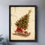 Reproduction d'art encadrée noire rétro «L'arbre de Noël sur le traîneau»-759175688