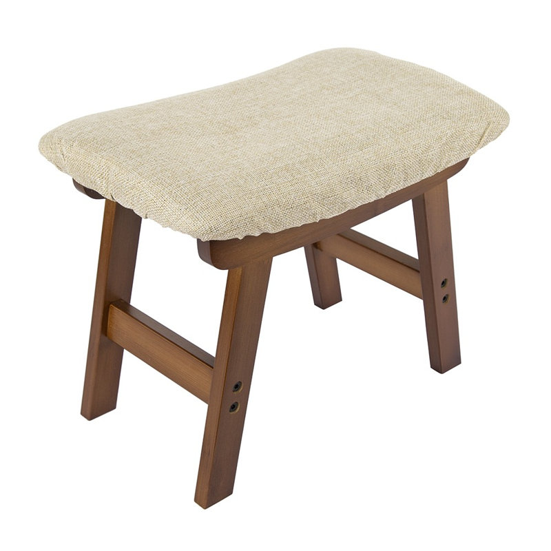 Bamboo Low Footstool W/ Soft Cushion Shoe Changing Stool Footrest Seat