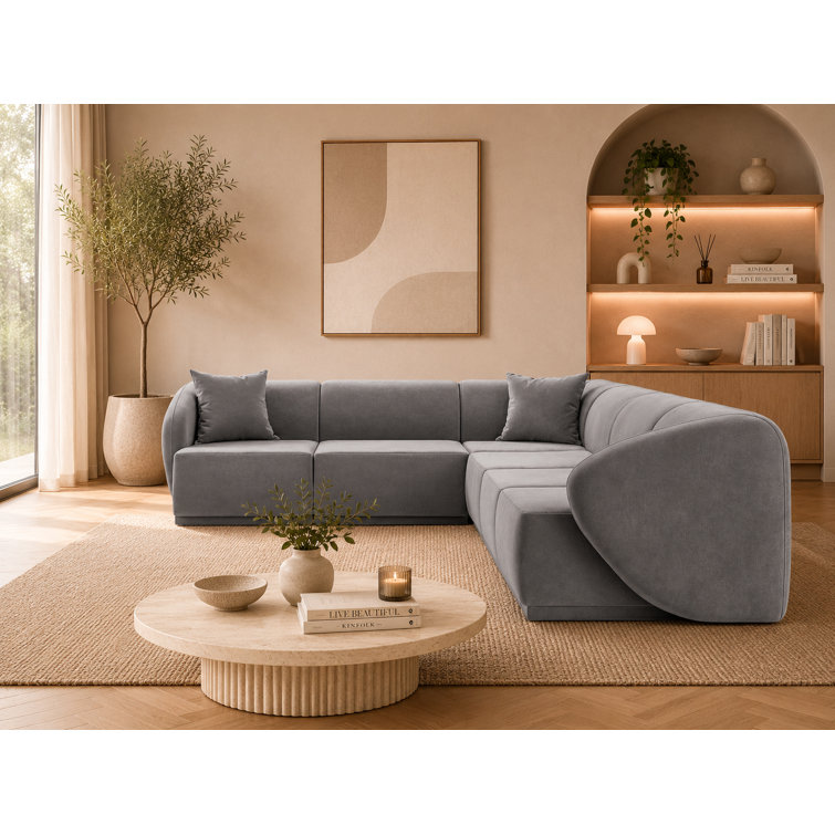 6 Seater Velvet Sofa & Chaise