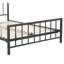 Structure de lit plateforme ClickDecor Evans avec tête de lit en métal noir mat, profil bas, conception moderne, support de lattes en bois, sans sommier-671133984