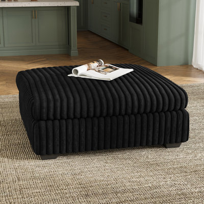 Knaack Velvet & Plush Wide Corduroy Ottoman, Large Seat with Removable Cushion Cover