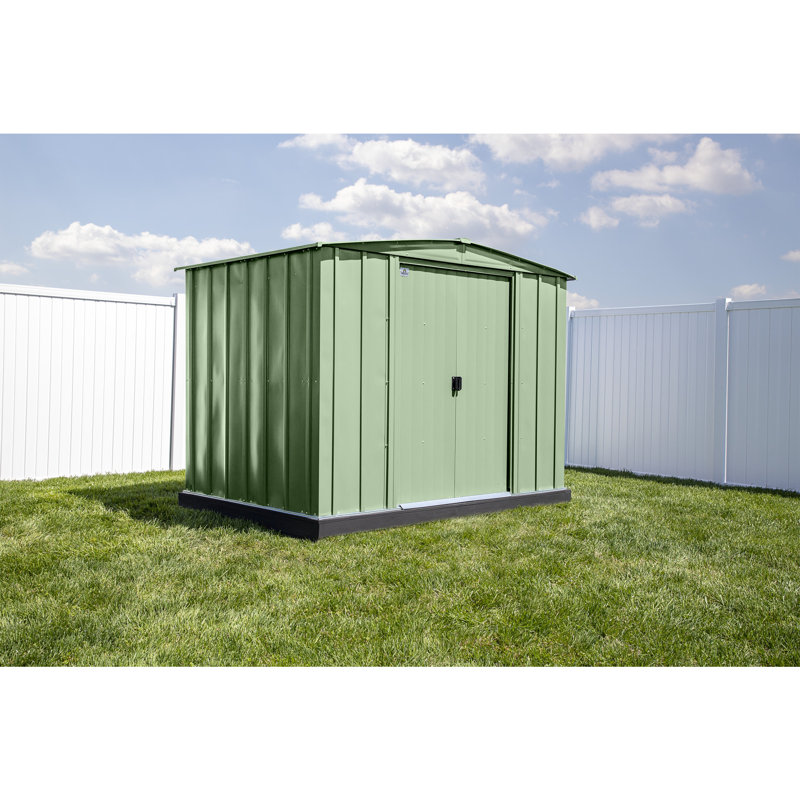 Sage Green 8x6 Galvanized Steel Peak Roof Storage Shed