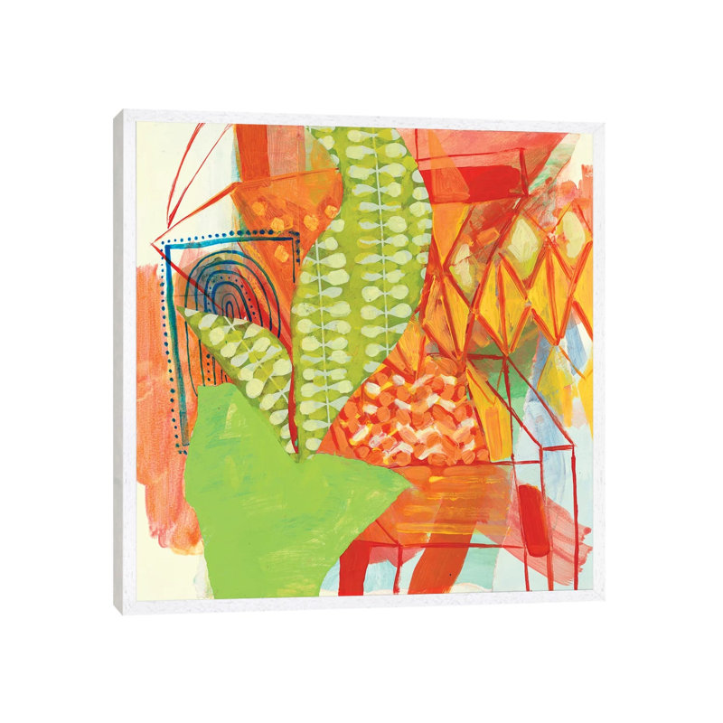Orange Chair With Potted Plant And Beach Towel by Pamela Staker - Painting on Canvas, 66.04 cm H x 66.04 cm W, White Framed