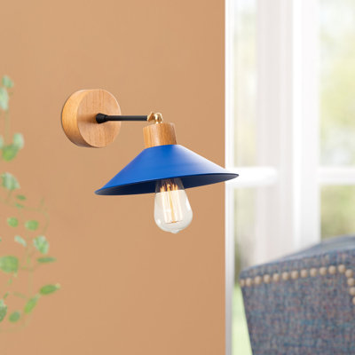 Modern Wall Lamp, Iron Body with Hornbeam Base, 9.4 in Diameter x 7.9 in Height | E27 Socket, Max 40W | Stylish & Functional Lighting for Home Decor | IP20 Rated, Perfect for Living Room, Bedroom, or Office Spaces