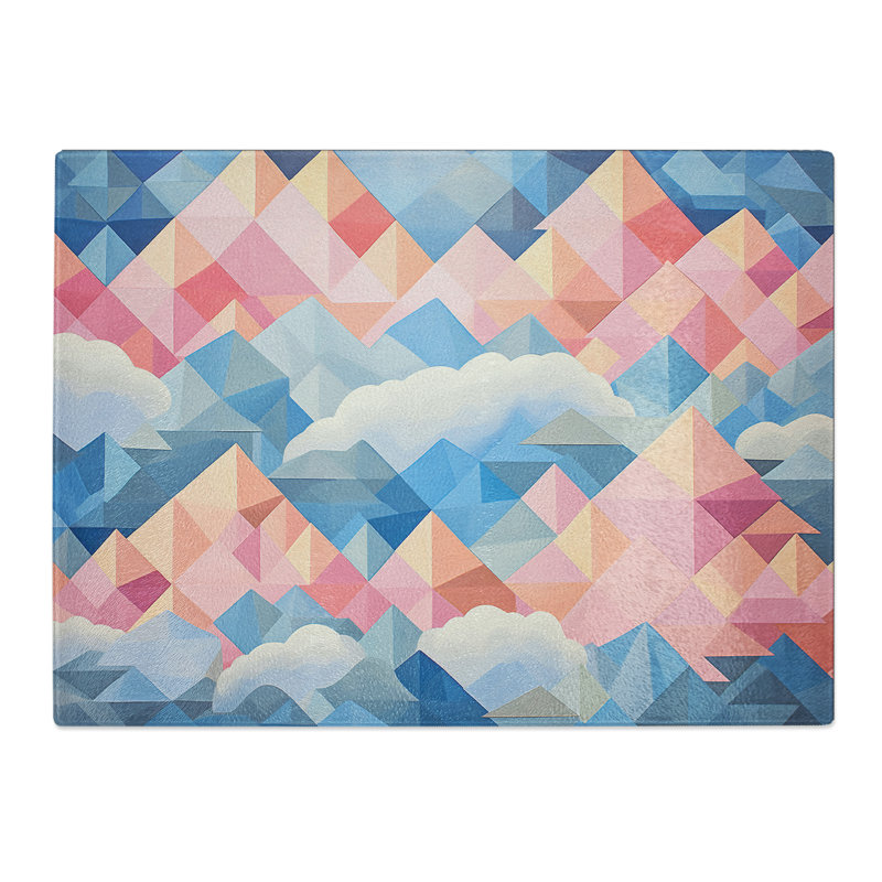 Cloudy Sky Geometric No.2  Glass Chopping Board